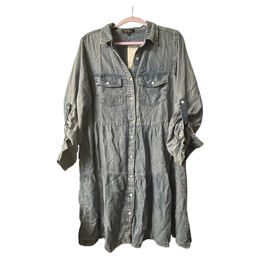 NWT Velvet Heart 1X Casual Denim Shirt Dress
